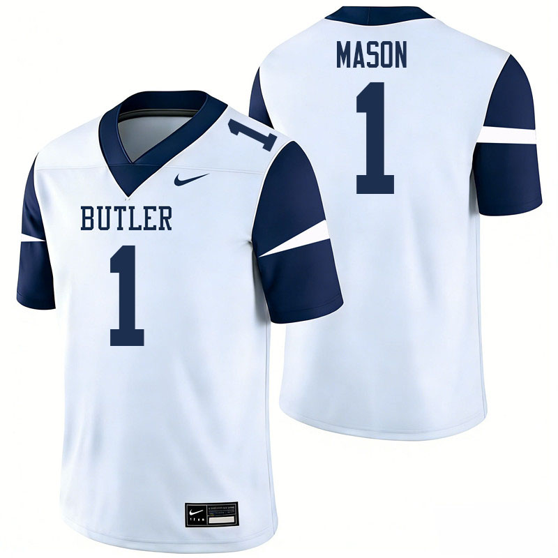 Butler Bulldogs #1 Will Mason College Football Jerseys,Uniforms-White